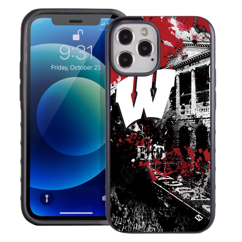 Guard Dog Wisconsin Badgers - Paulson Designs Spirit DP Hybrid Case for iPhone 12/12 Pro - Black w/Black