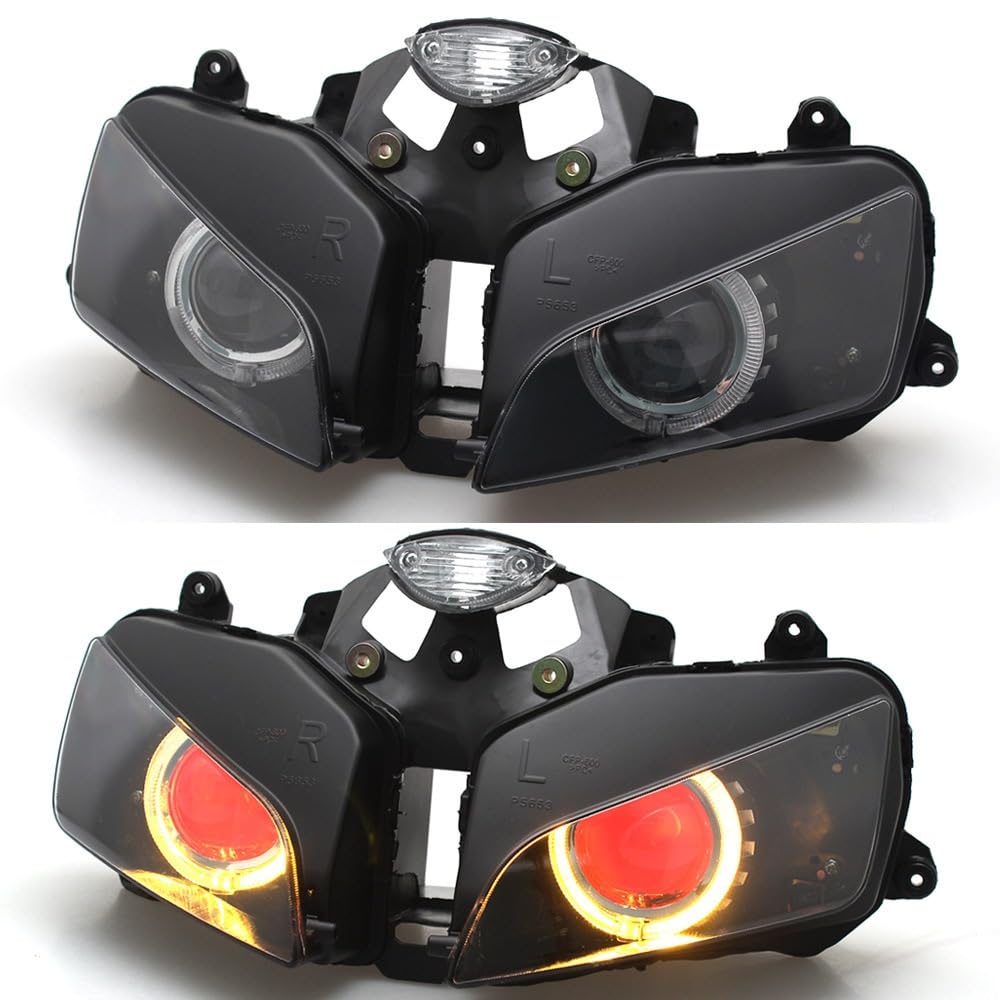 Dirt Bike Reflektor Motocykl Head Light Pasuje do CBR 600RR 2003-2006 reflektor LED motocyklowy Angel Eyes HID Hi/Lo Beam montaż reflektora