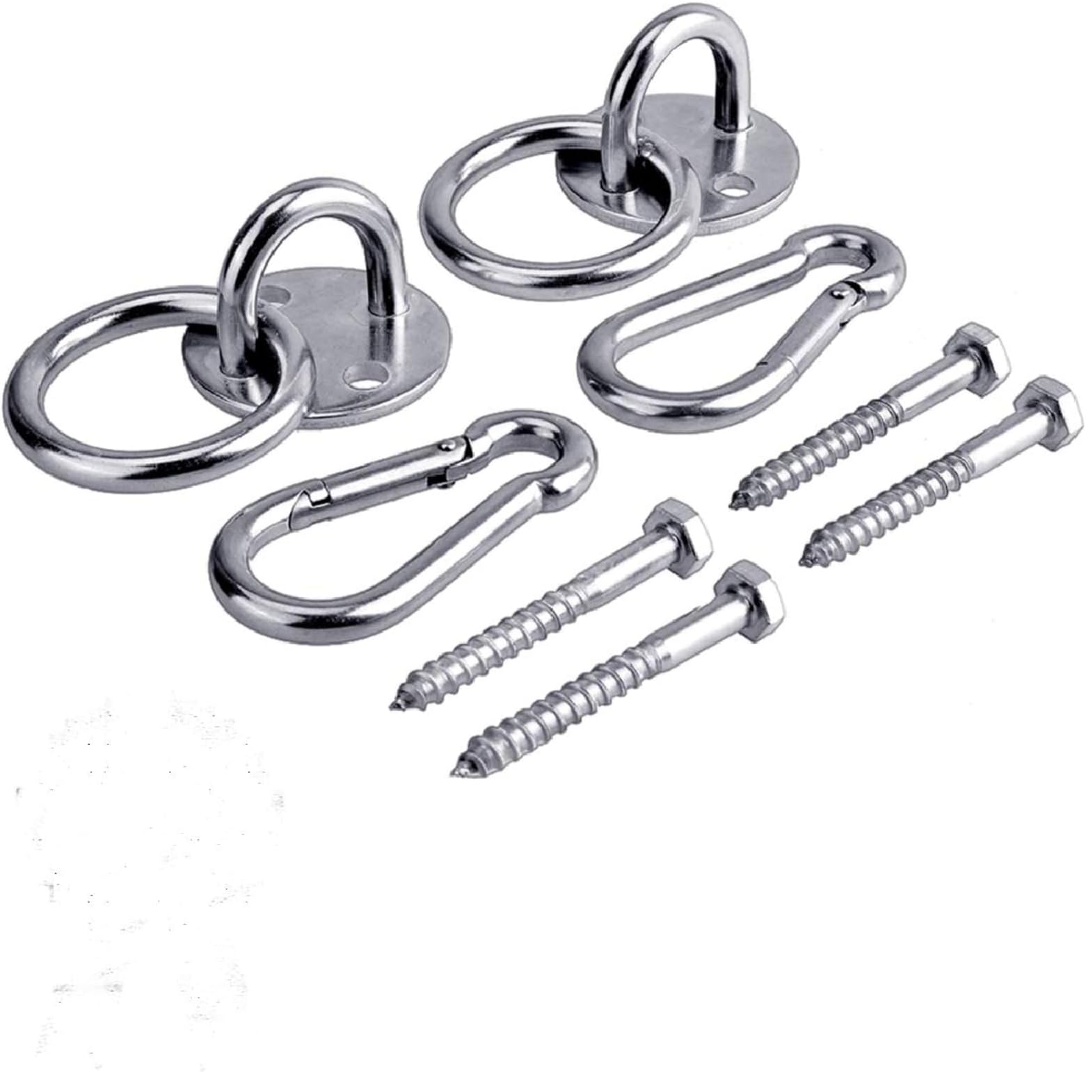Hammock Hanging Hook Kit, Load Capacity 1400 lb, Stainless Steel Round Mount Pads, Spring Snap Hooks, Lag Screws Set for Hammock Yoga Swing Chair Punching Bag Indoor Outdoor Relaxation