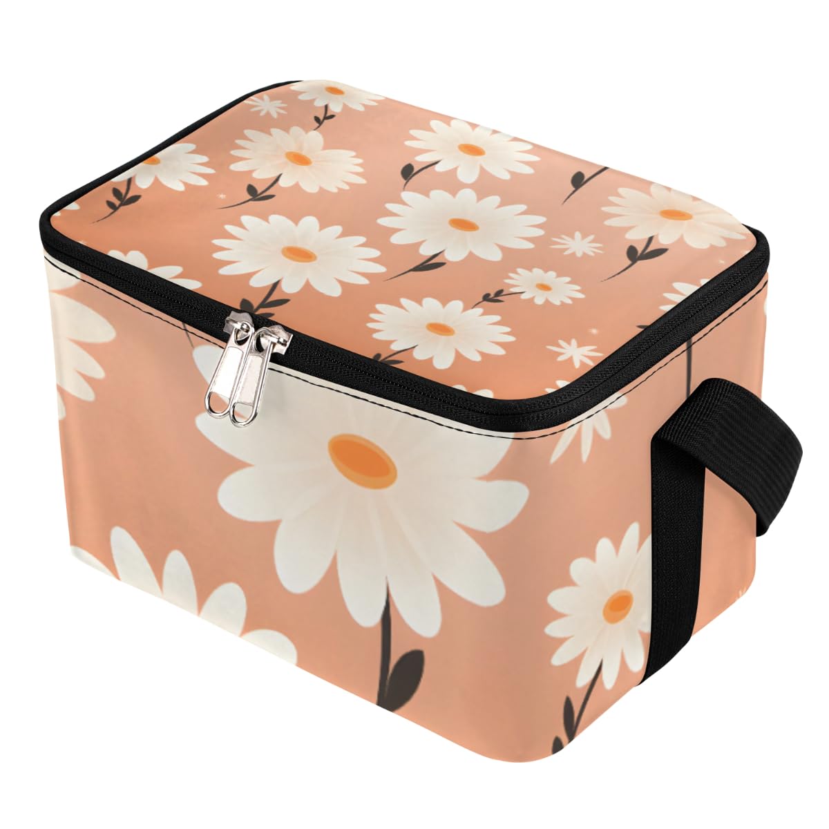 Lunch Bags for Women Men 9 Cans,Daisy Hot & Cold Food Delivery Bag Insulated Grocery Bag Insulated Lunch Box Botanical Floral Cooler Bag for Office Work Picnic Beach