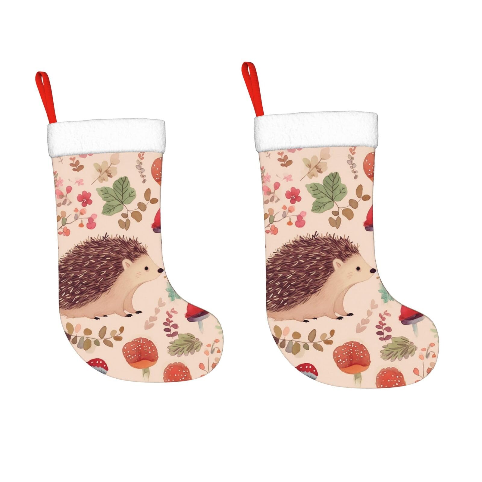 KLOPH 2 Pack 18 Inches Christmas Stockings Personalized Lovely Hedgehog Xmas Stocking Hanging Decoration Fireplace Stocking for Holiday Xmas Tree Christmas Fireplace Decor Gifts