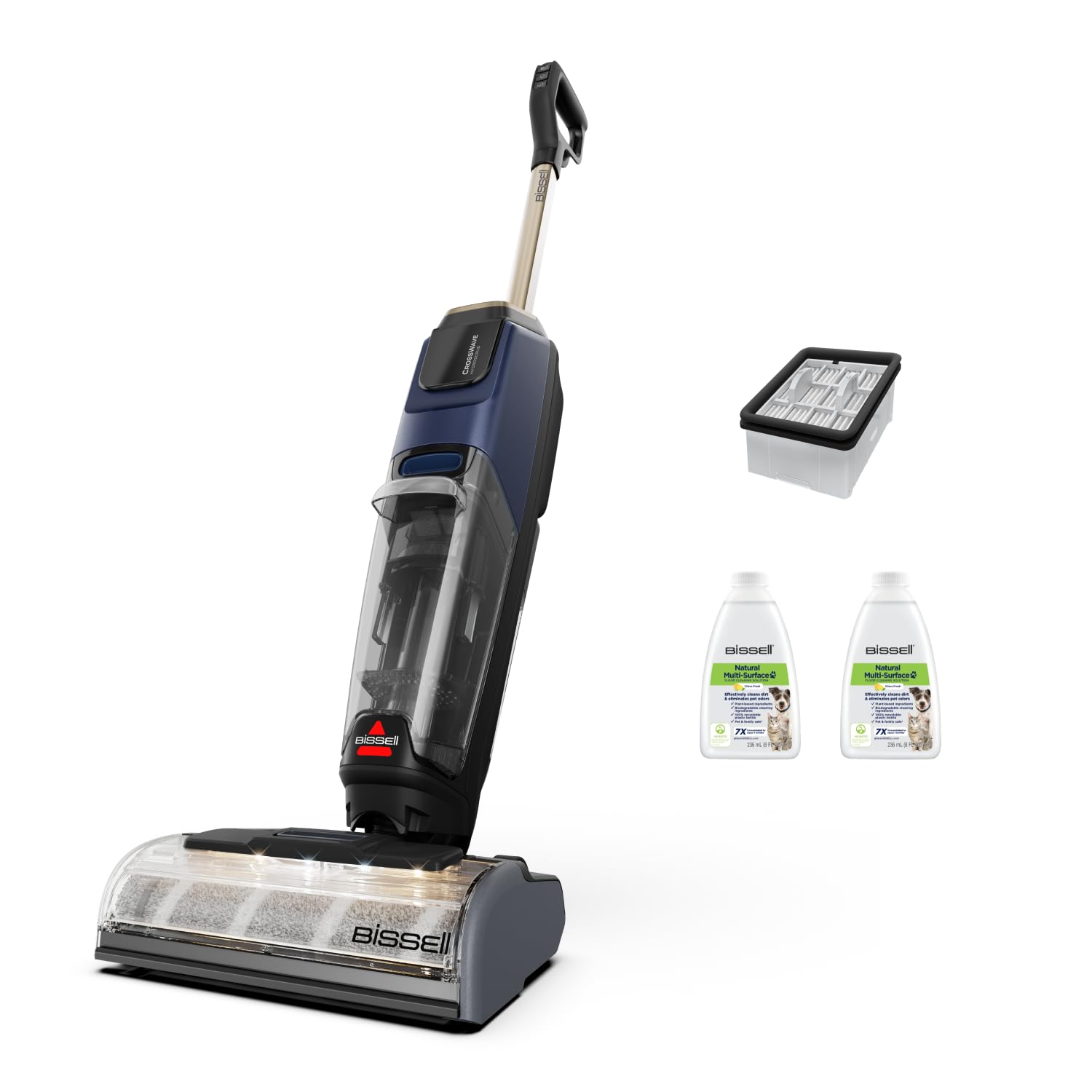 BISSELL CrossWave HydroScrub Odkurzacz Bezprzewodowy Mokro i Sucho 4283N | Do czyszczenia na mokro i sucho, 45 min pracy, z funkcją czyszczenia przy krawędziach, lampy LED