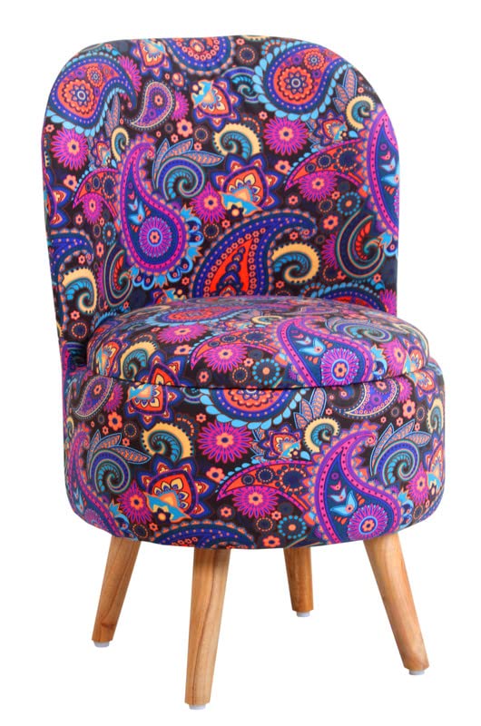 Image of Ottoman Printed Stool with Chair, Velvet Foot Rest Stool for Living Room, Wooden Legs Ottoman for Sofa & Living Room Decor, Chair (18 inchx32 inch), Puffy (16 inchx17 inch), (Combo Birds)