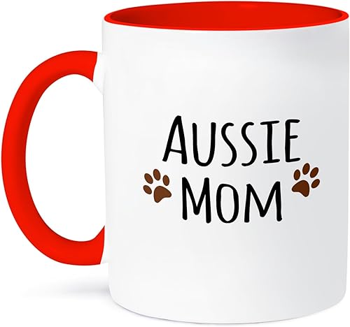 3dRose Taza Aussie Dog Mom de 11 onzas, color rojo