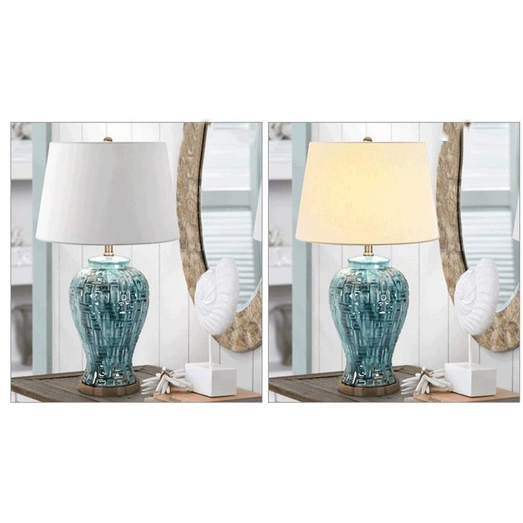 Ceramiczna lampa stołowa Nowoczesna śródziemnomorska prosta niebieska lampa stołowa do salonu sypialniana