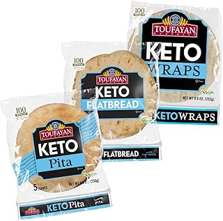 Toufayan KETO Bread Variety Pack Bundle, Includes Keto Pita Bread, Flatbread and Wraps (3 Pack)