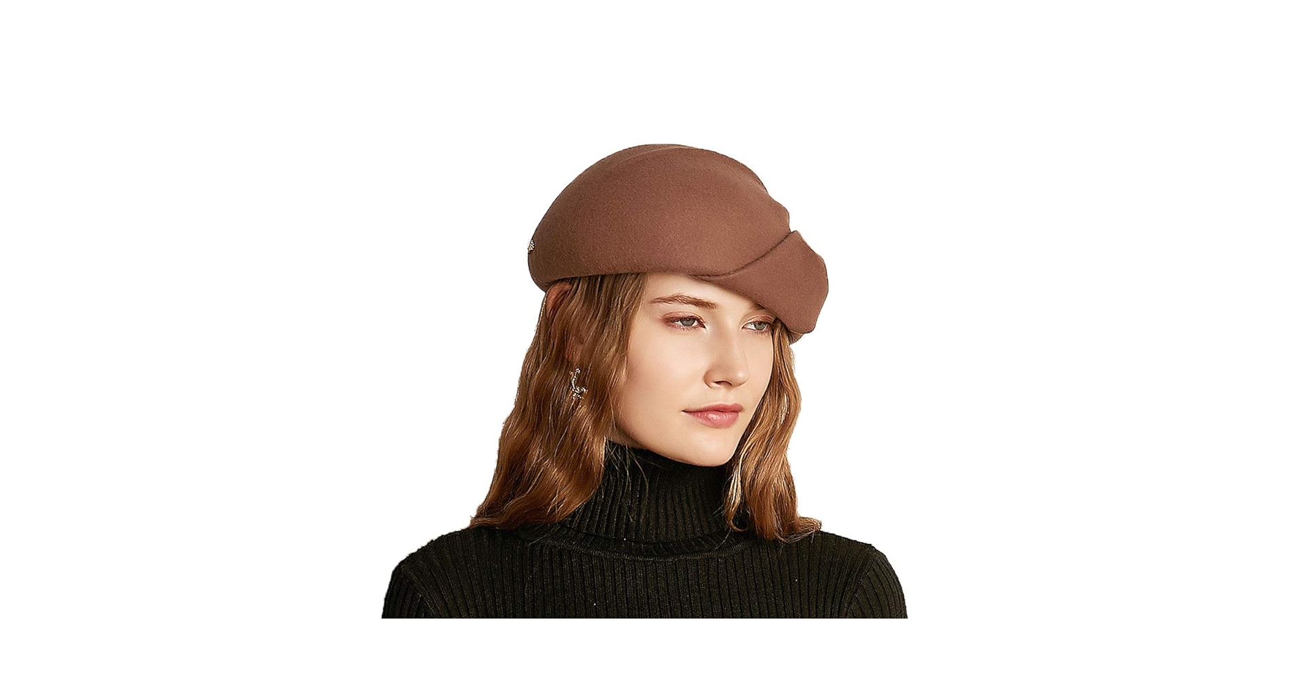 帽子 BERET / BROKEN WOOL / BROWN HEATHER M/L Wool Beret Womens Solid Color Vintage Bow Beret Hat Cap for