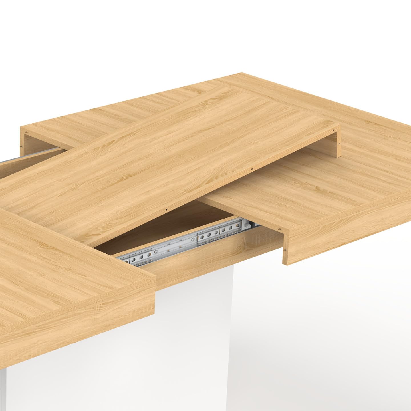 IDMarket - Tavolo da pranzo rettangolare allungabile EDEN 6-10 persone in legno e bianco 160-200 cm