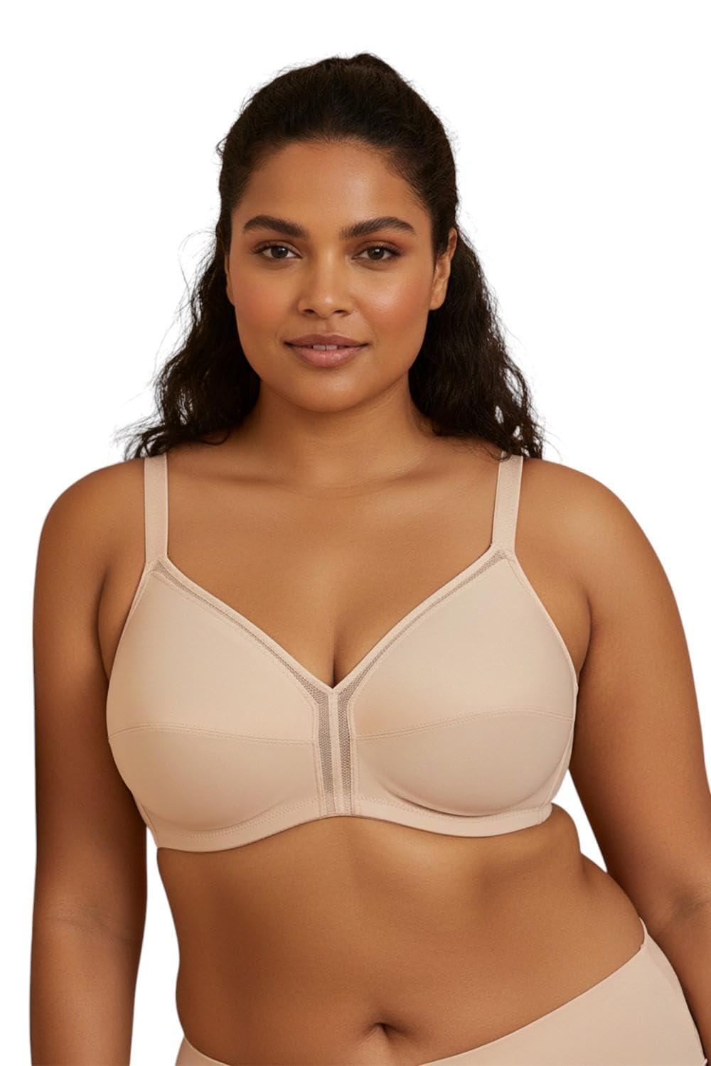 True Curv Cotton Laminated Non Wired Full Coverage Minimiser Bra - Skin, 38C-image-4