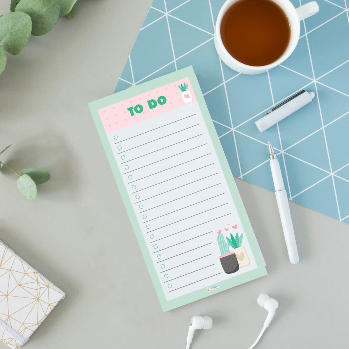 colortouch Haftalık, Günlük Planlayıcı Set - 50 Sayfa Tarihsiz Masaüstü Planner - Gençler, Kızlar, Yetişkinler için To Do List - 3 Parça - Green Serisi