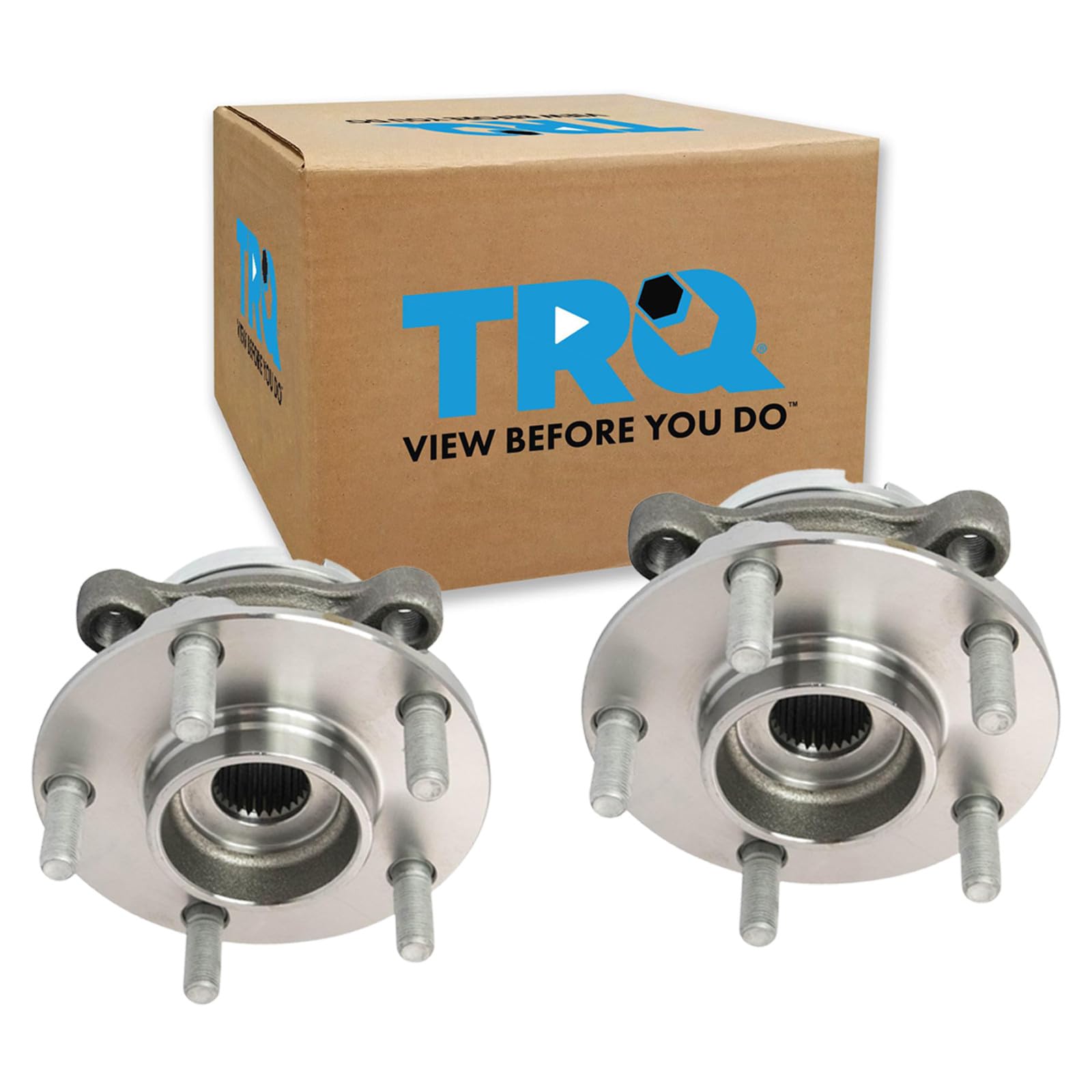 TRQ 2 Piece Front Wheel Bearing &amp; Hub Assembly Set with ABS Sensor