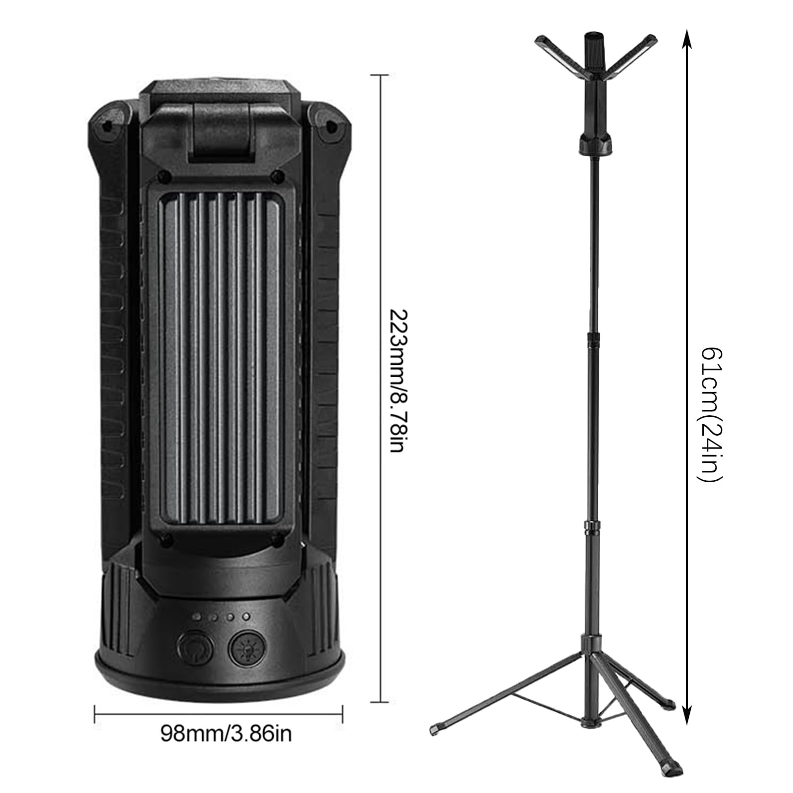 Przenośna lampa robocza LED z regulowanym stojakiem, konstrukcja z trzema ostrzami, bateria 9000 mAh, idealna na kemping i sytuacje awaryjne, świetne światło robocze