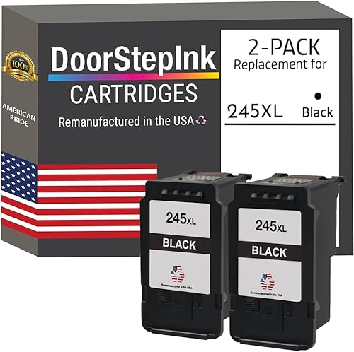 Miniatura 1 de DoorStepInk Cartuchos de tinta remanufacturados en los Estados Unidos para Canon PG-245XL 245 XL 243XL 243 XL 2 cartuchos de tinta negra para PIXMA