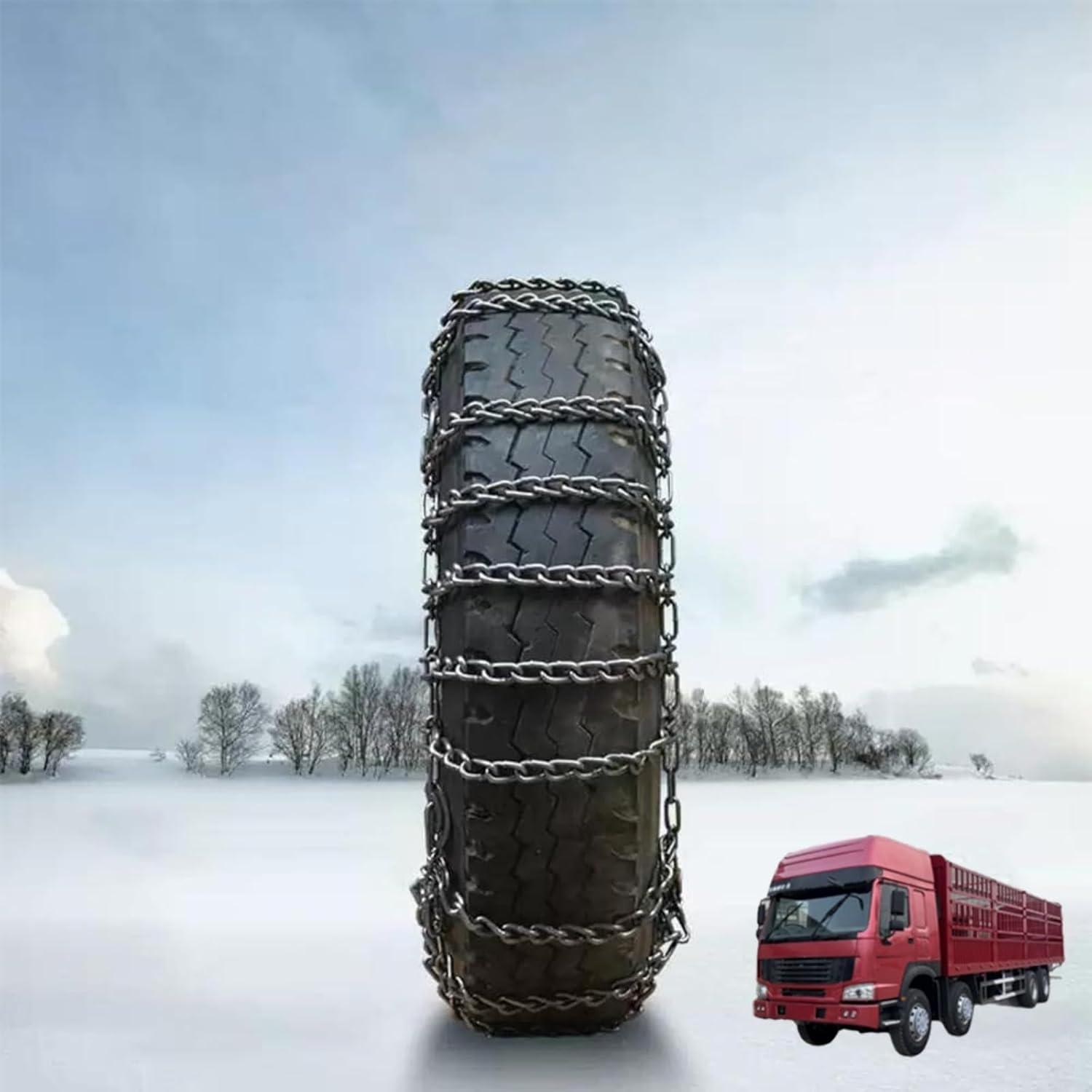2pcs 9mm Snow Chains for Trucks & SUVs – Reinforced Anti-Skid Chains –Easy On and Off for Ice Snow & Sand 9.00-20 2pcs 245/70R19.5