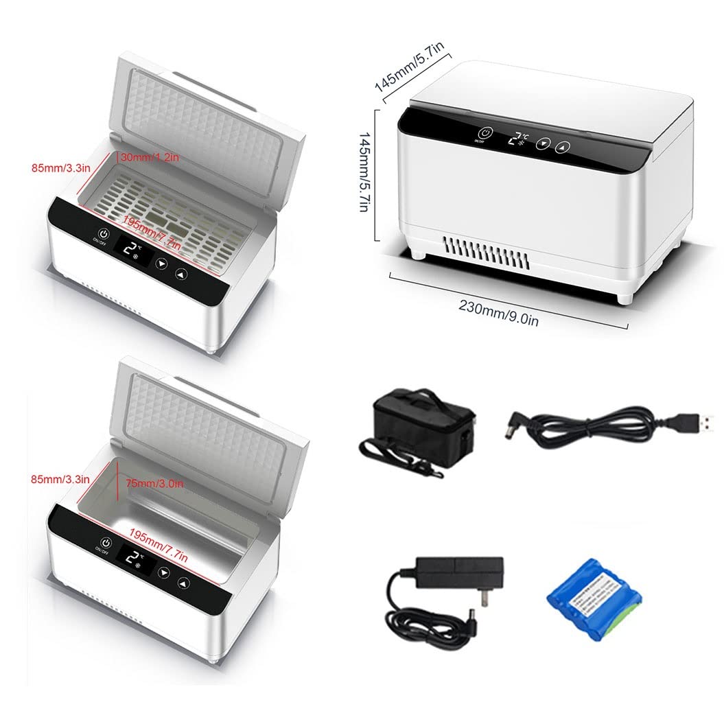 Mini Frigo,Frigo per Insulina a Temperatura controllata 2-8 °C - Diabete Mini Frigo per Medicinali 145x145x230mm - Batteria Inclusa
