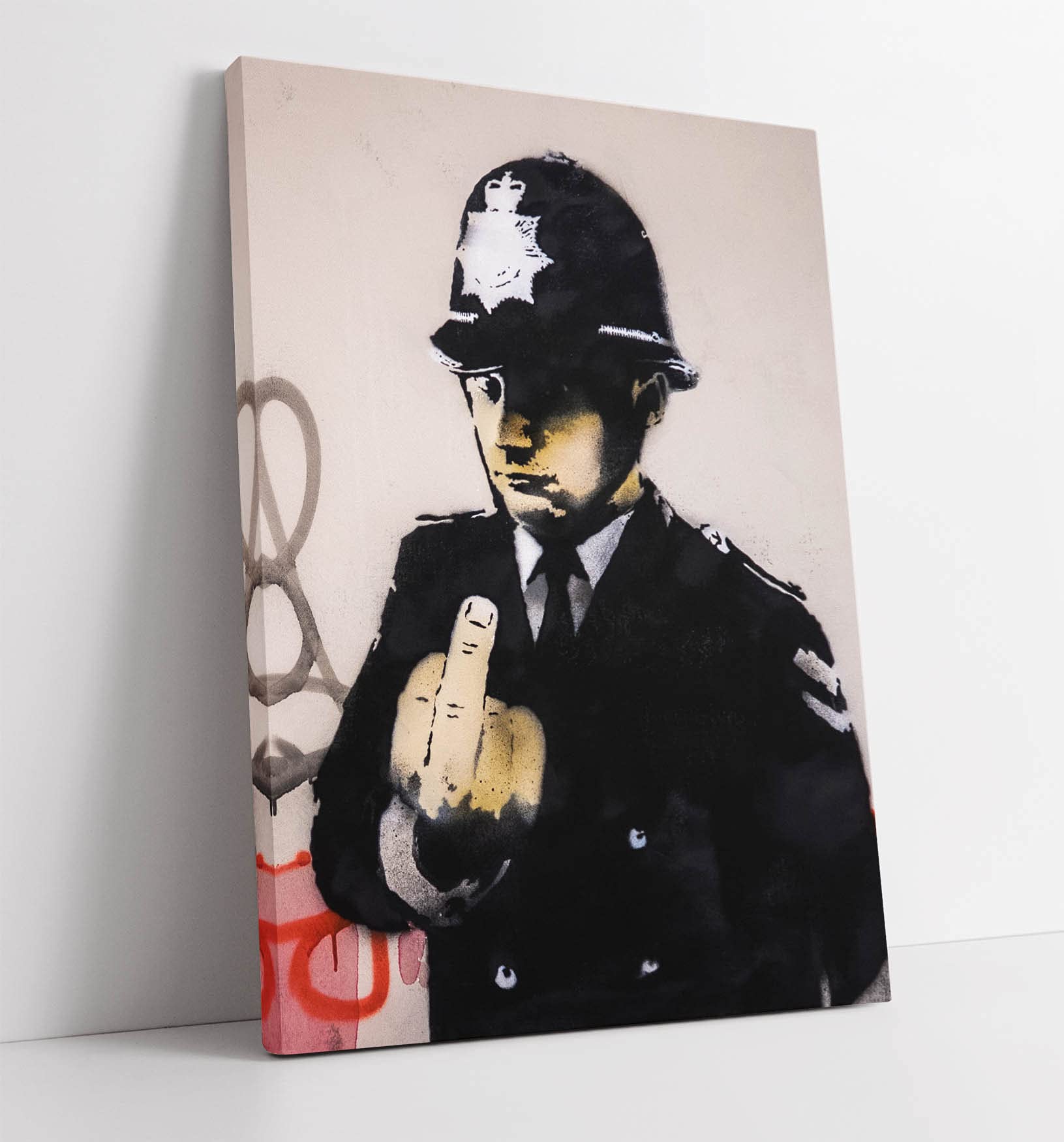 Canvasartshop Black - Banksy Rude Copper Graffiti- Canvas Wall Art Picture Print (45X30)