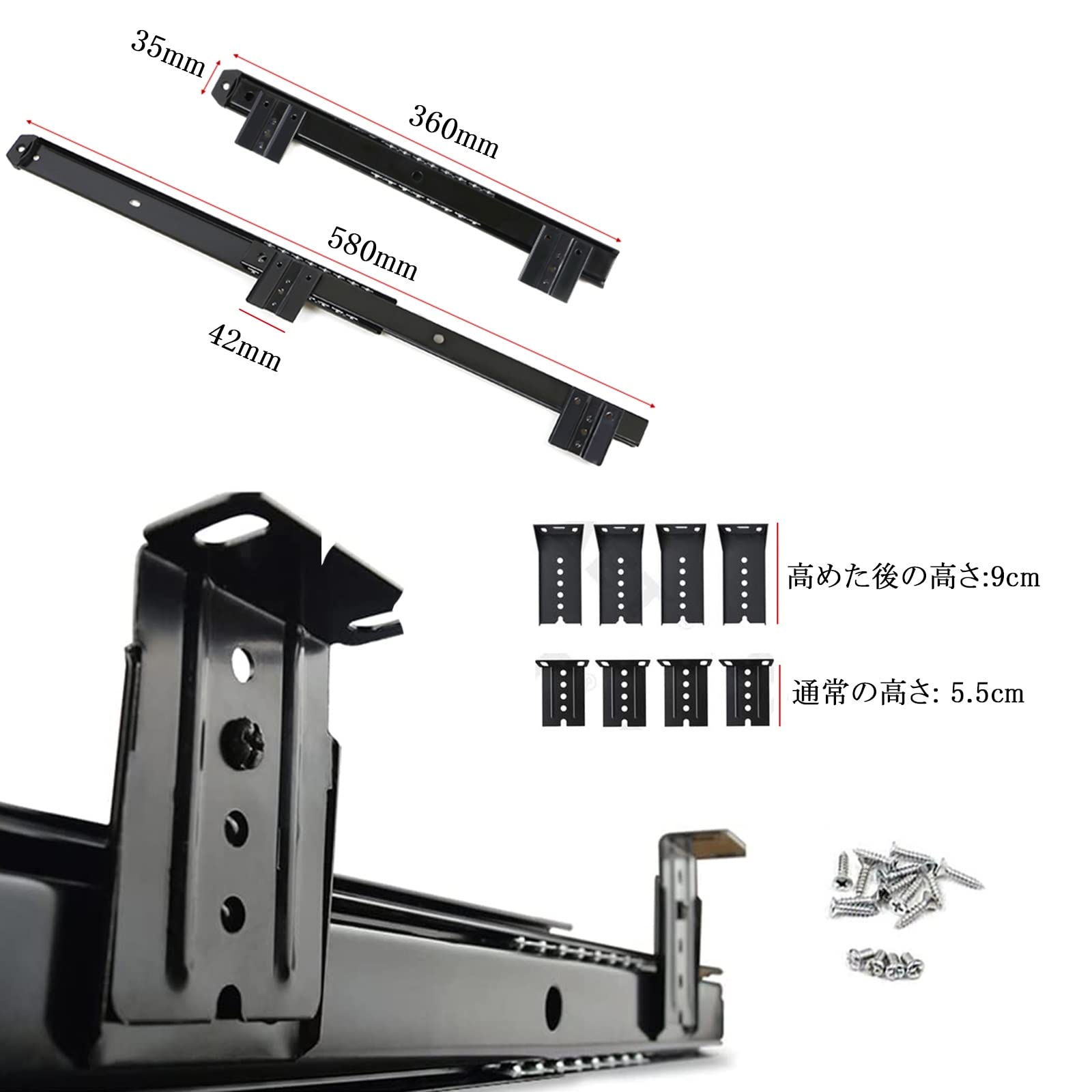 Bandeja ergonómica para teclado debajo del escritorio con reposabrazos, extensor de escritorio de 60 cm x 27 cm, para oficina en casa y juegos, accesorio negro de fácil instalación para mayor