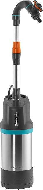 Gardena pompa do beczki na deszczówkę 4700/2 inox automatic: pompa zanurzeniowo-ciśnieniowa, z filtrem, wydajność 4700 l/h, nierdzewna obudowa, zawór do regulacji natężenia przepływu wody (1766-20)