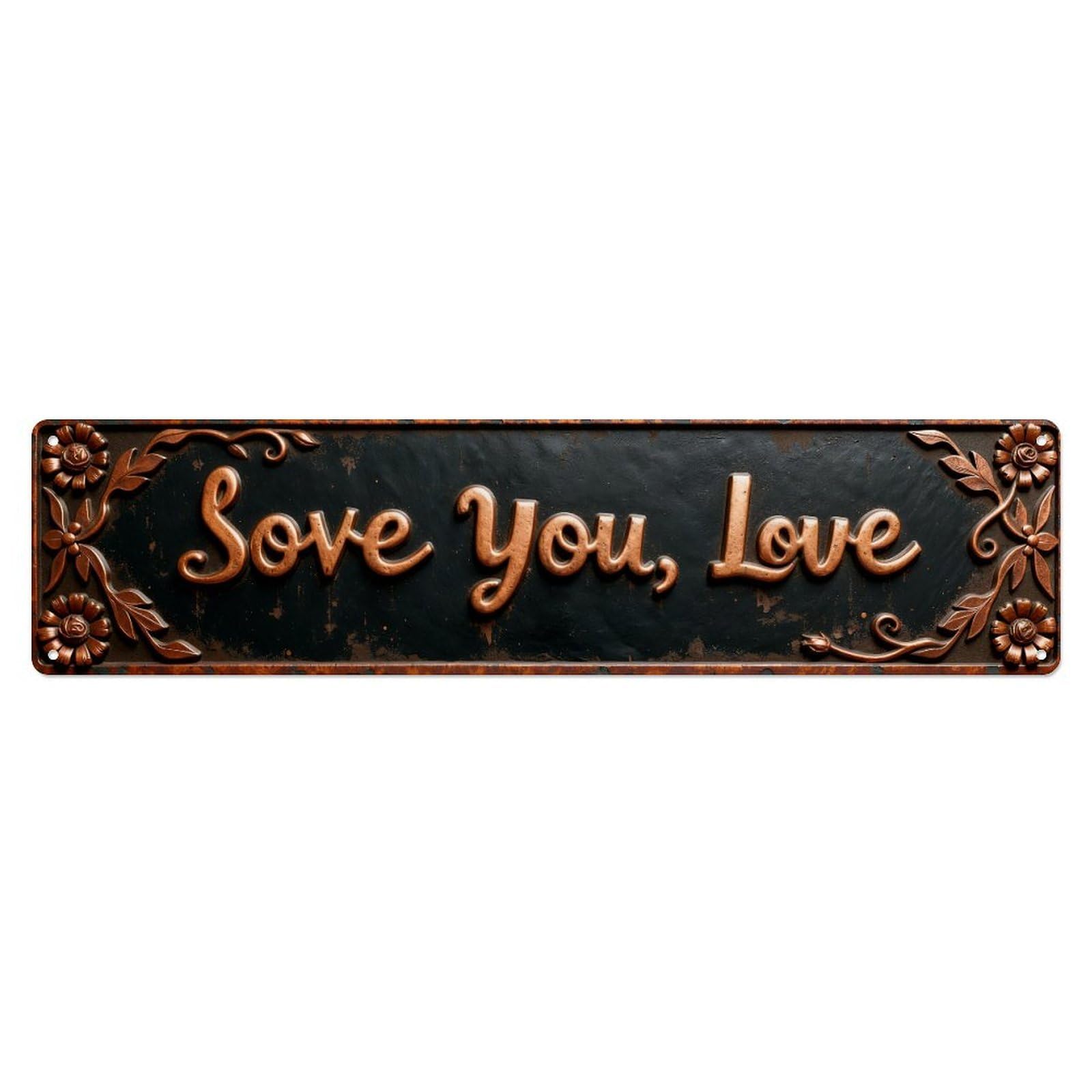 Iageret Vintage Love You Bye Floral Metal Tin Sign Retro Wall Decor, Bar Garage Cafe Kitchen Home Wall Art Poster Decoration 4X16inches