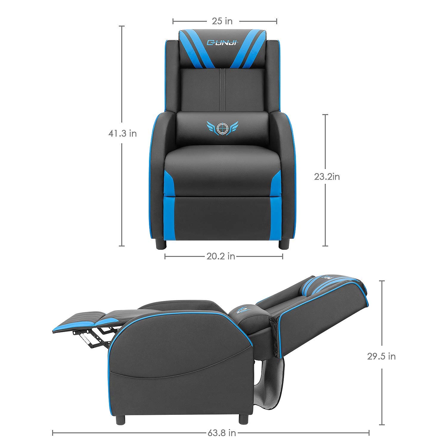 Buy JUMMICO Gaming Recliner Chair PU Leather Single Recliner Sofa Adjustable Modern Living Room