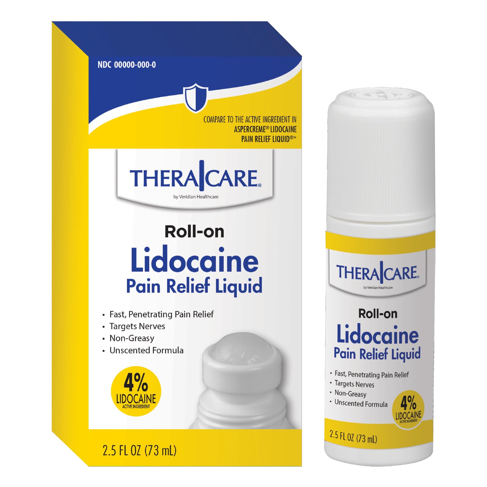 Thera Care 4% Lidocaine Pain Relief Roll-On, 2.5 oz (73 mL)
