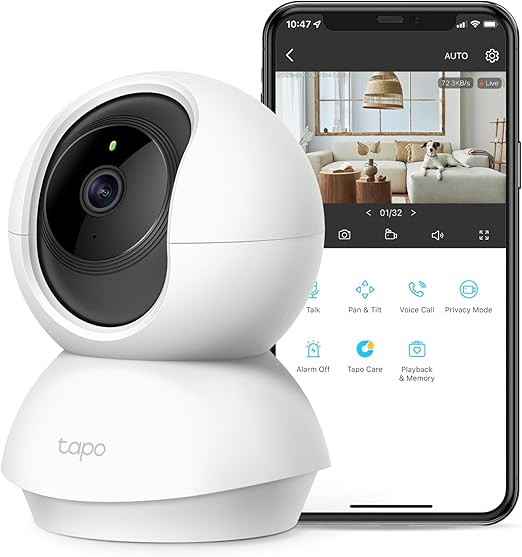 TP-Link Tapo 2K Pan/Tilt Security Camera for Baby Monitor, Pet Camera w/ Motion Detection and Tracking, 2-Way Audio, Night Vision, Cloud & SD Card Storage, Works w/ Alexa & Google Home (Tapo C210)