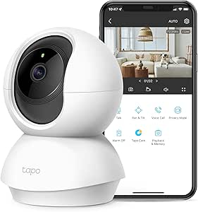 Tapo TP-Link 2K Pan Tilt Security Camera for Baby Monitor, Dog Camera w/Motion Detection, 2-Way Audio Siren, Night Vision, Cloud &SD Card Storage (Up to 256 GB), Works with Alexa & Google Home (C210) asin的图片