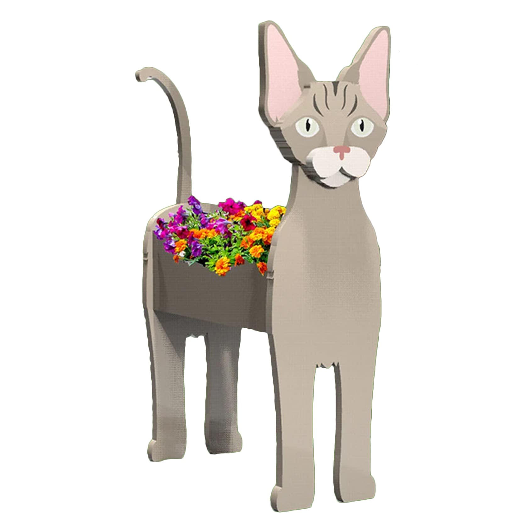 HLASMSPE Devon Rex Cat Planter Plant Pot, Flower Pot For Garden Decora, Small Kitten Gifts for Women, Cats Shape Plant Container Holder Cat Storage Box for Desk, 34 * 24cm