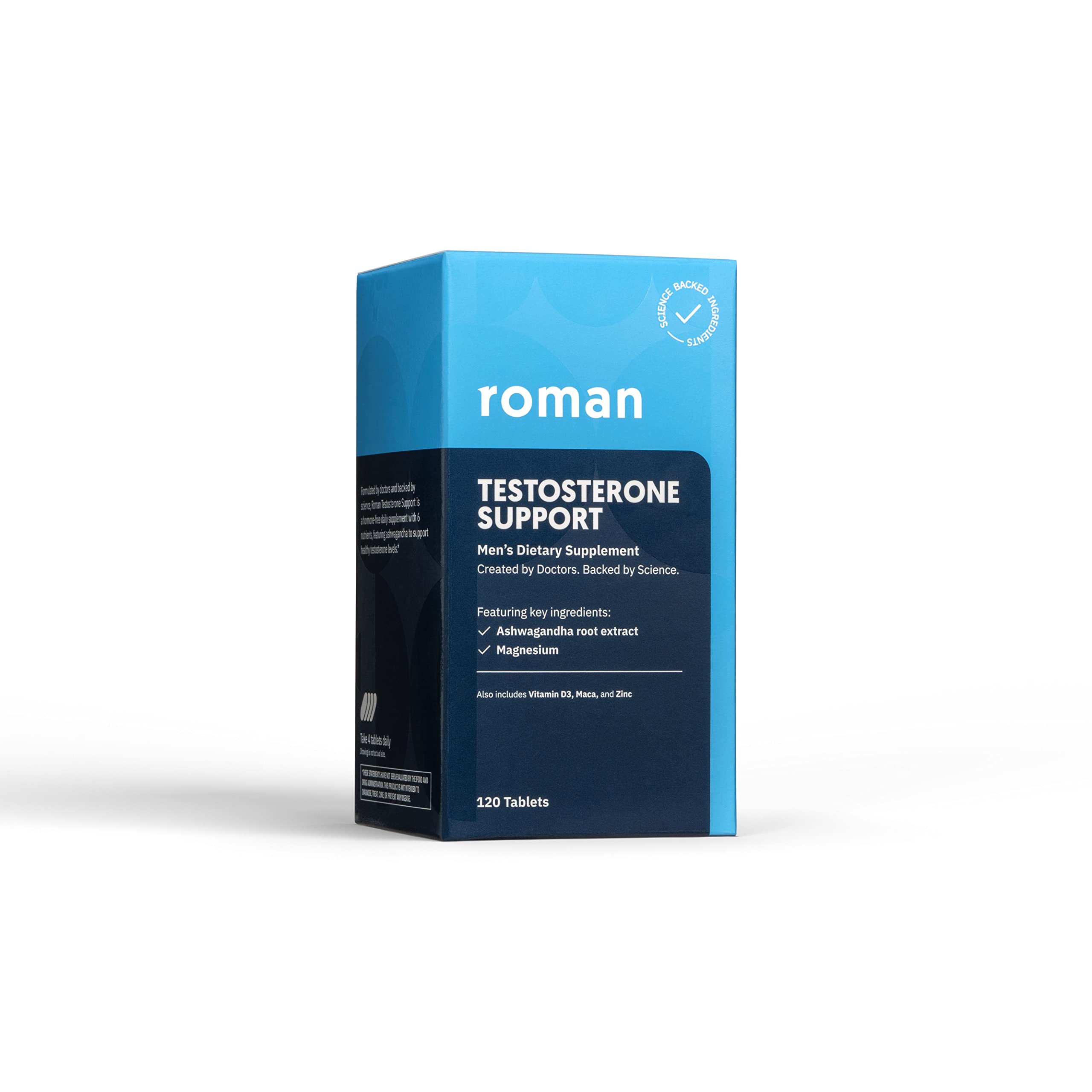 Ro Testosterone Support for Men | Daily Nutritional Supplement with Ashwagandha to Support Healthy Testosterone Levels and Magnesium to Promote Muscular Health | (120 Tablets)