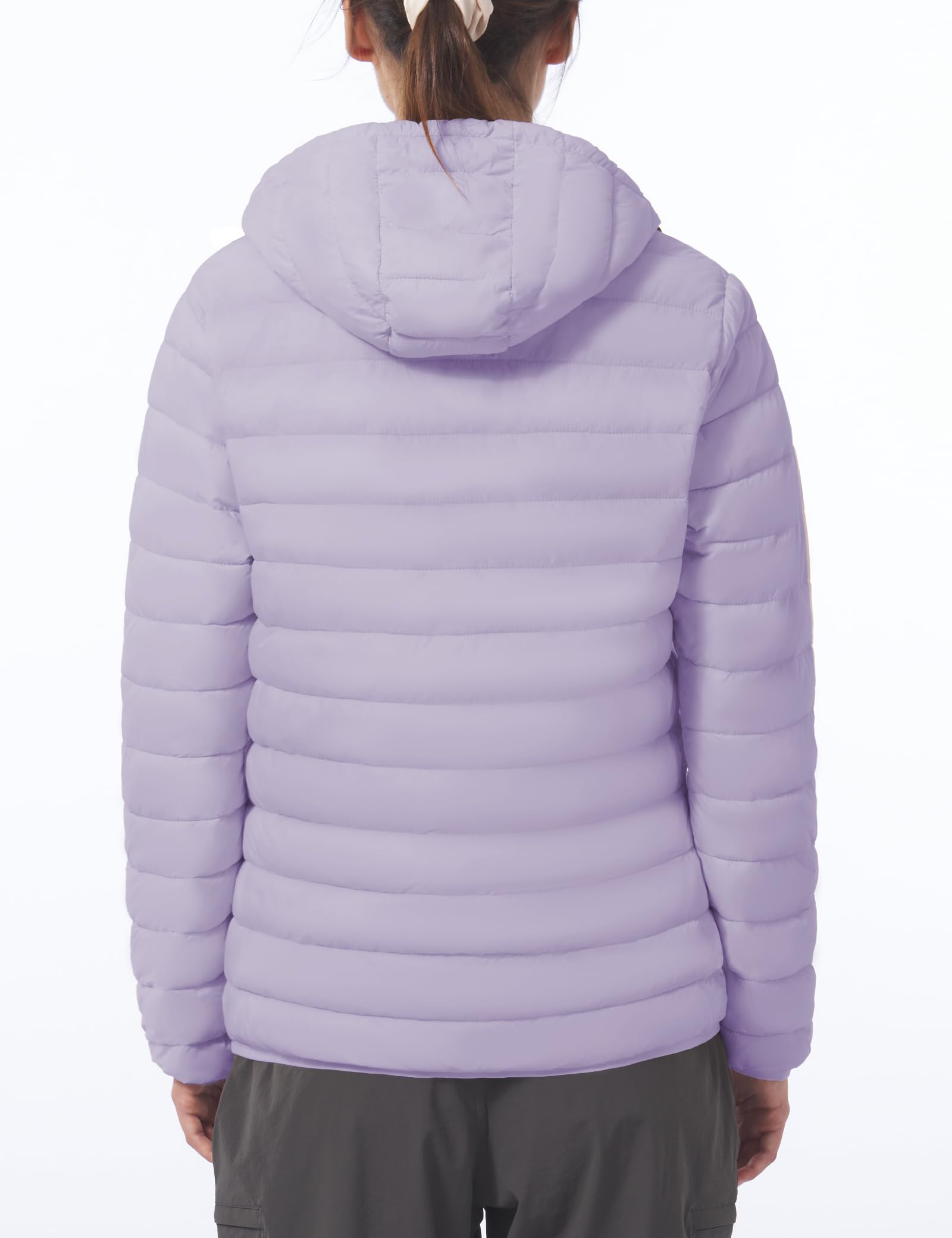 Women's Lightweight Packable Puffer Jacket Quilted Insulated Warm Winter Coat Full-Zip Hooded Outerwear for Hiking Travel