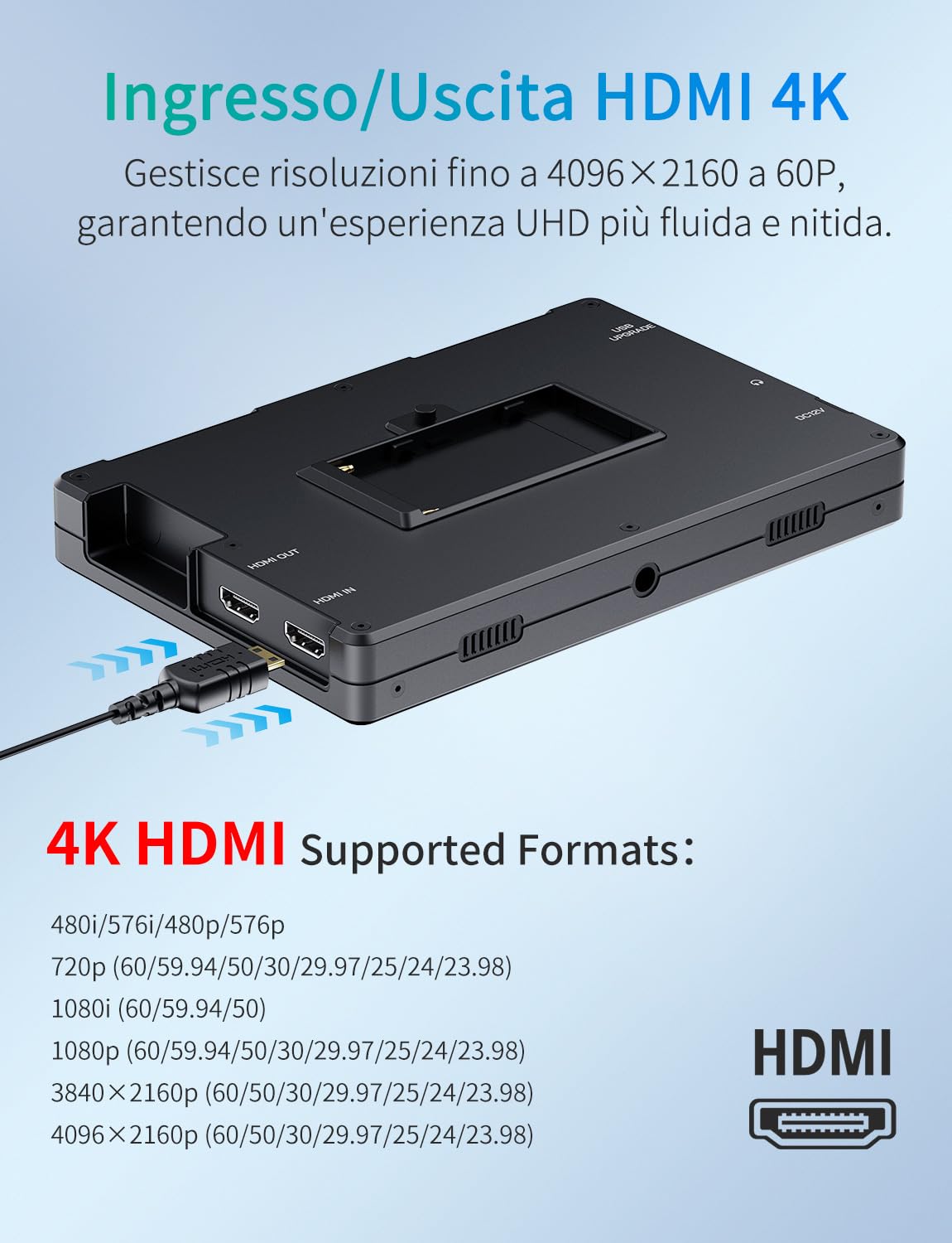 FEELWORLD T7PRO Monitor per fotocamera DSLR 2000 nit da 7 pollici in alluminio con 4K HDMI2.0 Waveform HDR 3D LUTs 9:16 Marker F750 Batteria da 4400 mAh Attacco hot shoe