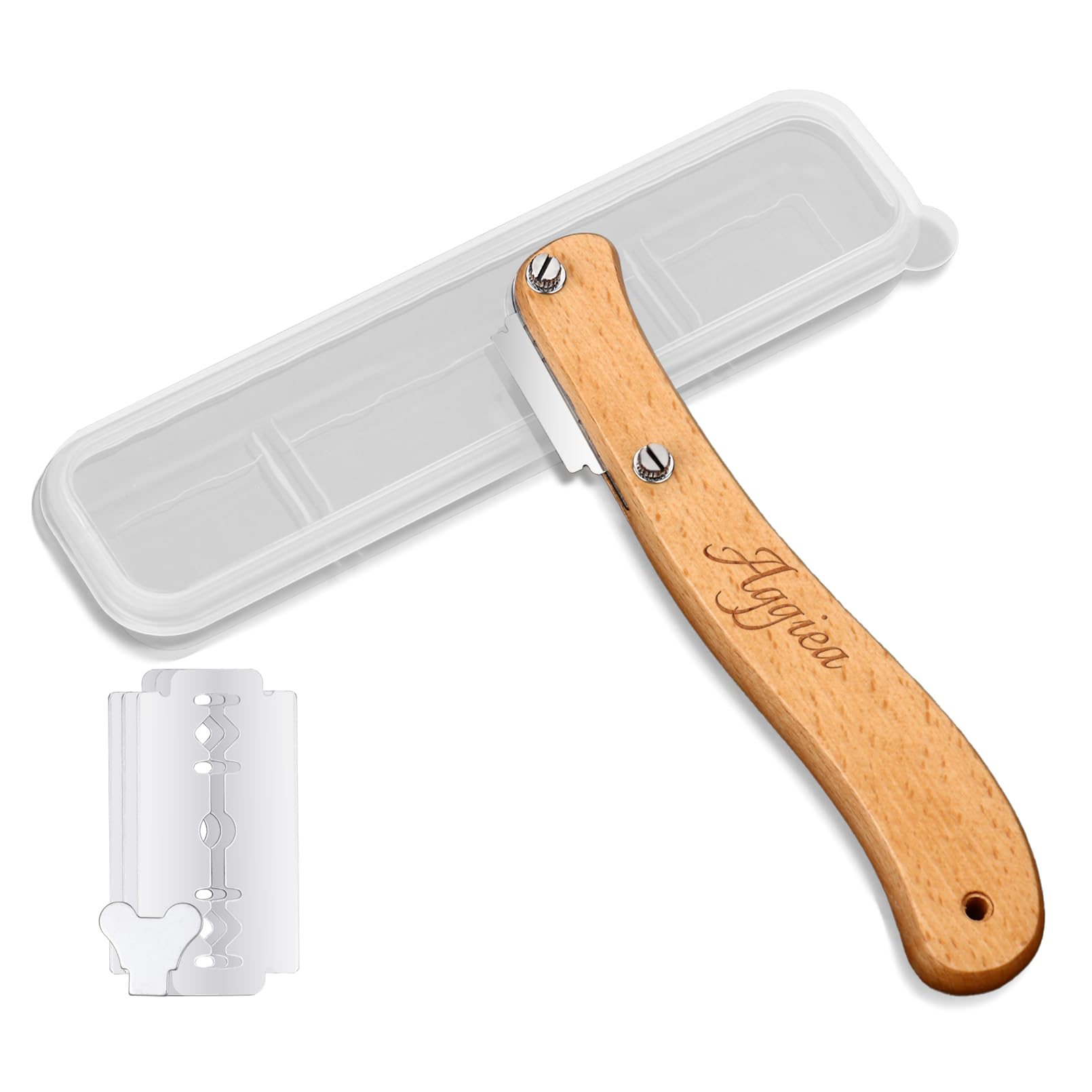 Dinikally Personalized Wooden Bread Knife - Custom Text Handle - Ideal for Family and Father's Day Gifts - Includes 10 Replaceable Blades