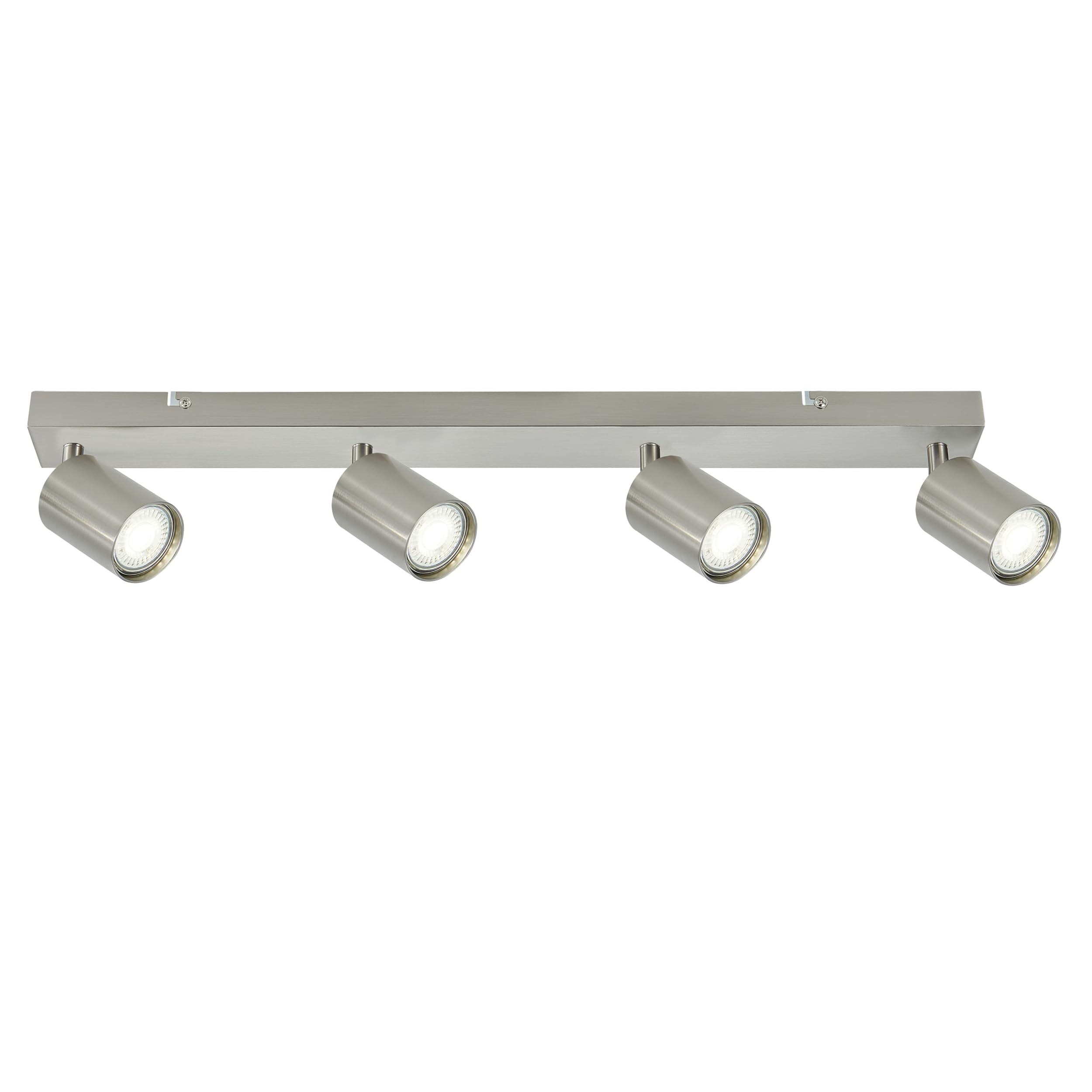 Integral LED Rampe LED Siena 4 spots GU10 | Éclairage intérieur pour montage au plafond | Têtes orientables et rotatives | Idéal pour salon, chambre, cuisine et salle à manger - Nickel satiné