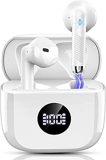 Auriculares Inalámbricos, Auriculares Bluetooth 5.3 HiFi Estéreo con Microfono, Cascos Inalambricos Bluetooth Reproducción de 40H, Pantalla LED, IP7 Impermeable, Carga Rápida USB-C, Control Táctil