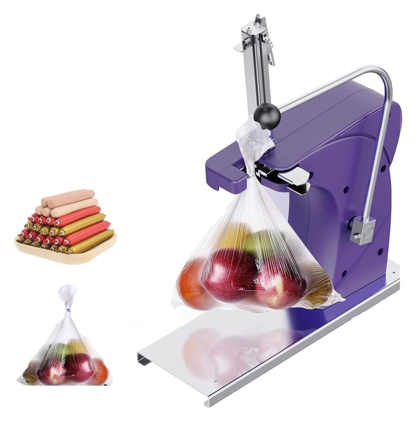 70mm Max Durchmesser Plastikbeutel Dichter Mit U-förmigen Stapeln, Verstellbare Nagel Dichtheit Für Supermarkt Fruit Store Verpackung(Purple)