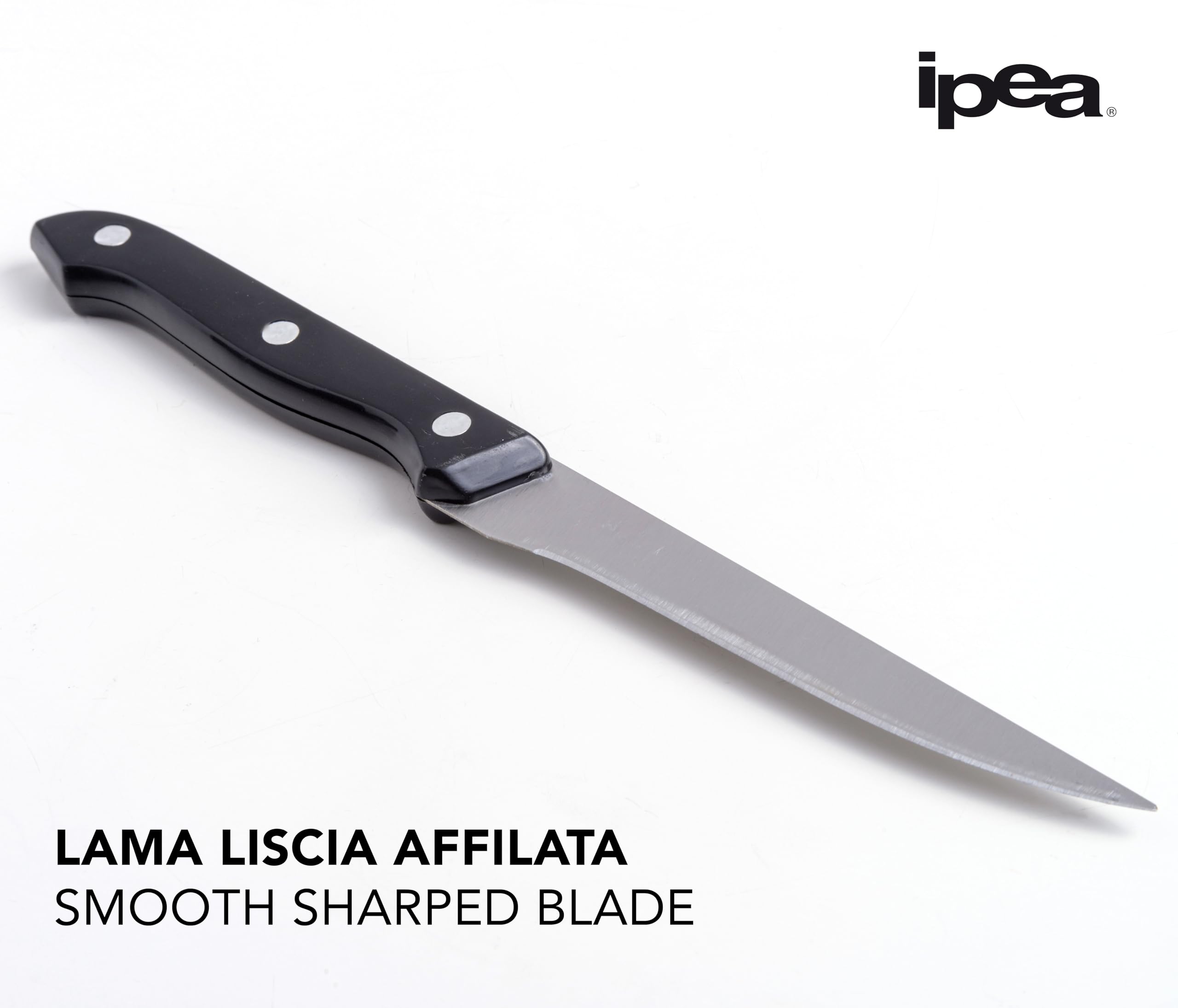 IPEA Cuchillos de Mesa para Carne - Juego de 6 - Cuchillo Carne Afilado con Hoja Lisa de Acero Inoxidable para Cortar Carne y Alimentos para Almuerzo y Cena - Cuchillos para Hogar y Cocina