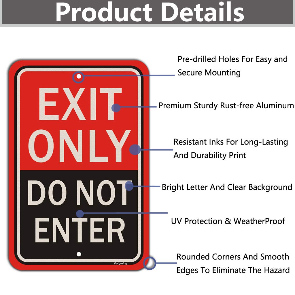 Alu-Schild „Exit Only Do Not Enter“ – 45,7x30,5 Cm, Reflektierend, Wetterfest Für Innen/außen