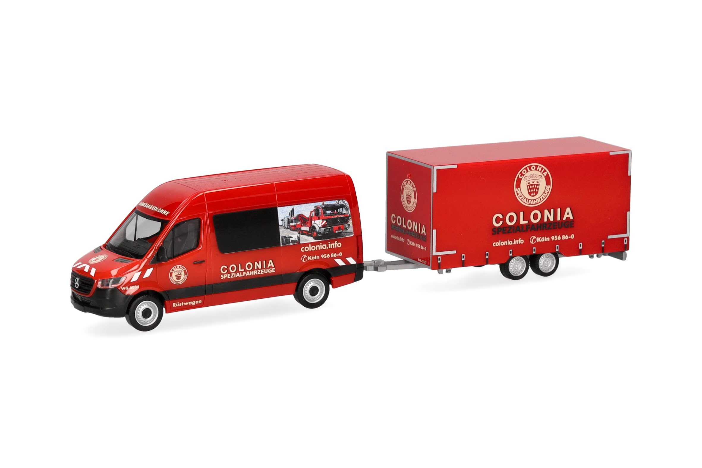 Herpa 098618 - 1/87 MB Sprinter '18 Van High Roof With Tandem Trailer Colonia