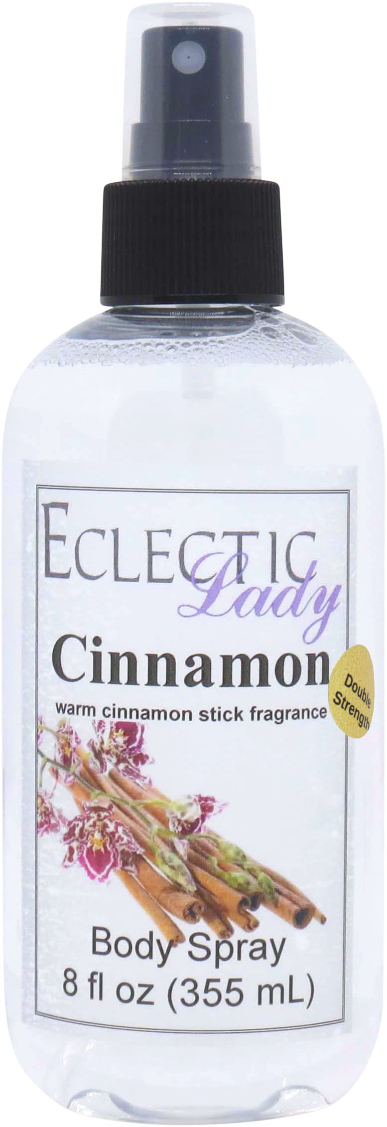 Eclectic Lady Cinnamon Body Spray, Double Strength, 8 ounces, Body Mist for Women with Clean, Light & Gentle Fragrance, Cologne with Soft, Subtle Aroma For Daily Use