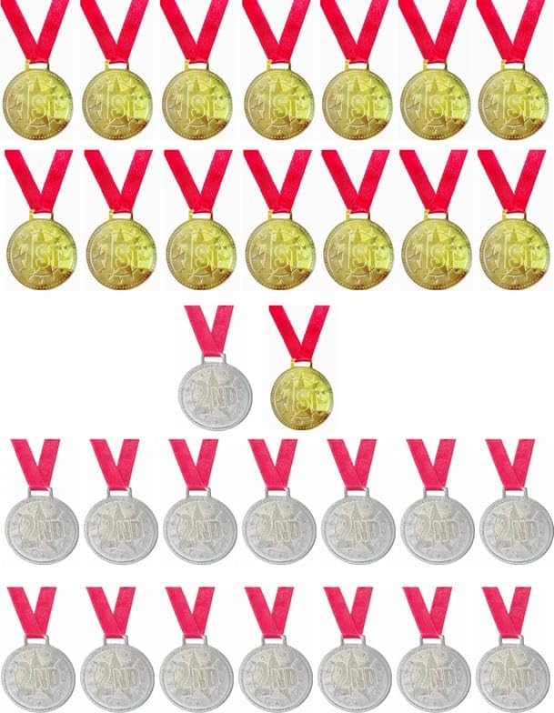 Gold Silver Award Medals Pack for Kids | Sports Day Medals | Competition Winner Medal for Students & Events Pack of 30-image-27