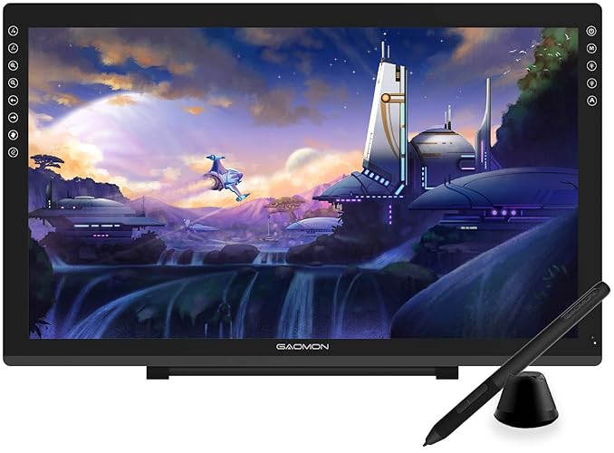 GAOMON PD2200 Drawing Tablet with Screen, Full-Laminated Digital Art Tablet with 8 Touch Buttons, Battery-Free Stylus, Tilt, 130% sRGB, 21.5 inch Graphics Tablet with Stand for Mac, Windows PC - 21.5 inch - with shortcut keys