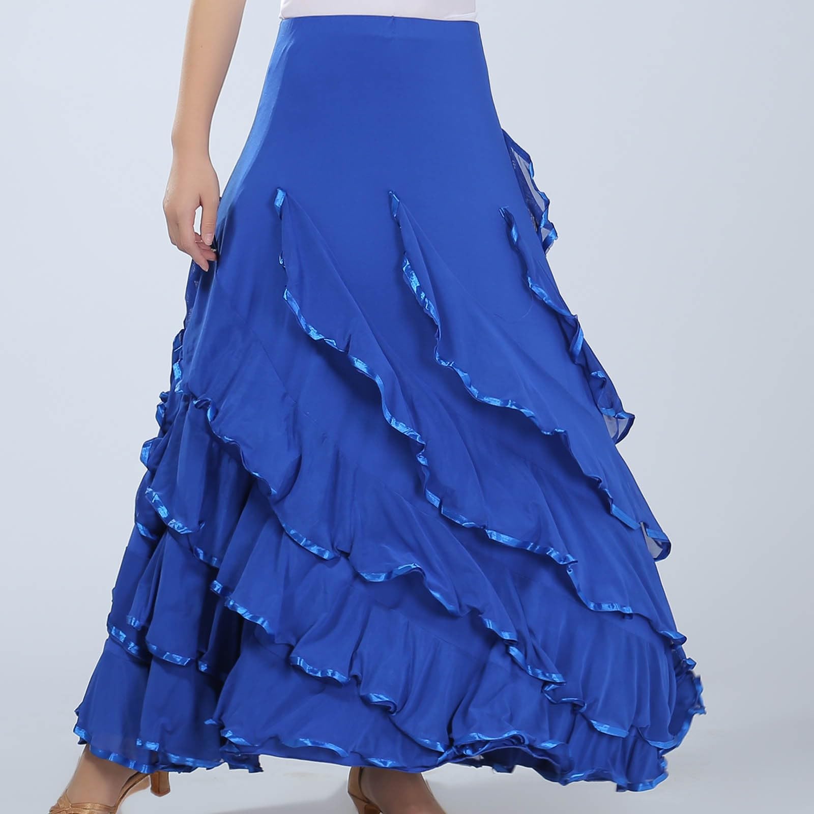 Falda Larga Mujer Verano, Faldas Mujer Verano Midi, Faldas Baile Tradicional EspañOla con Capas Y Elegante Vuelo Actuaciones Falda Vaquera Skirt Minifalda