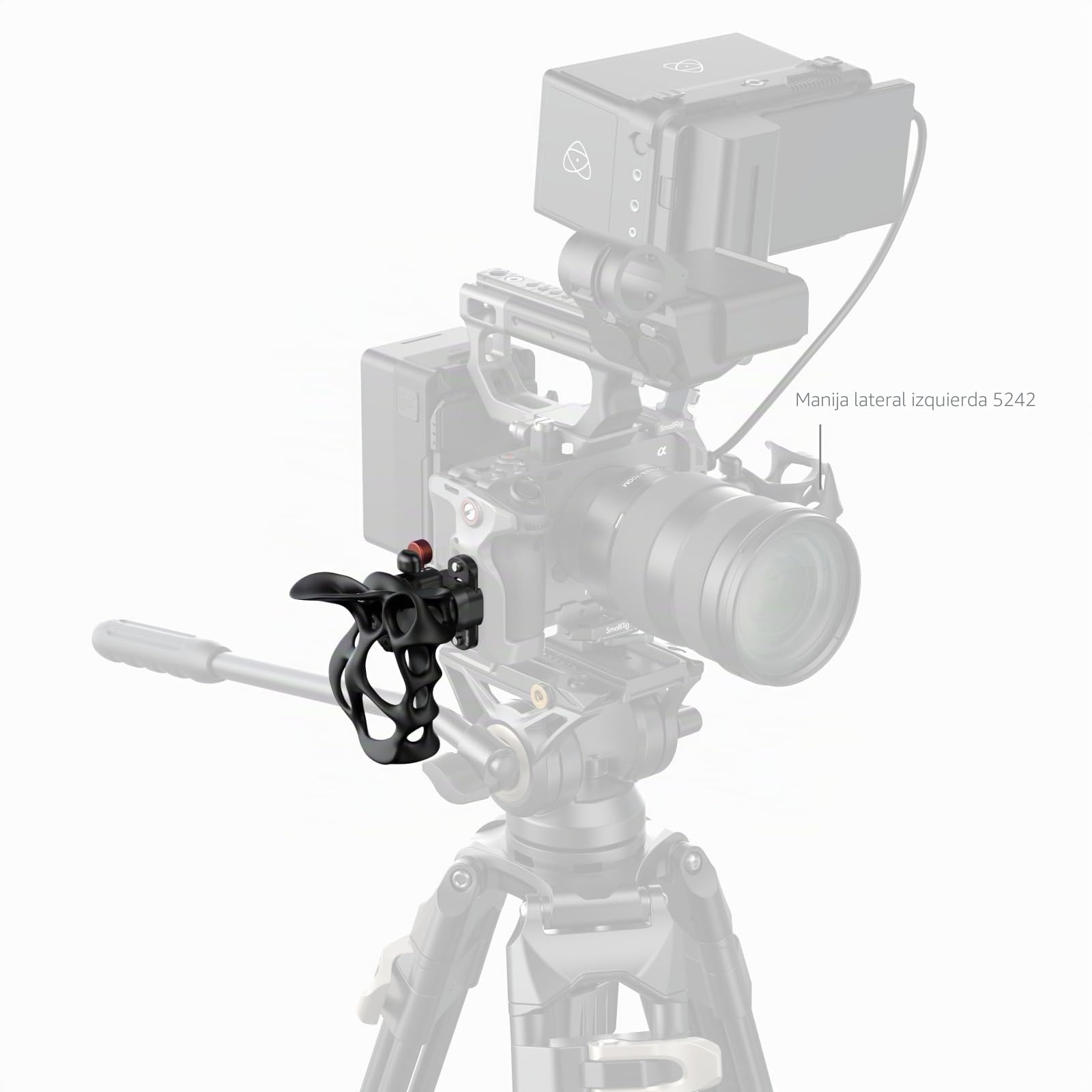 SMALLRIG Manija derecha hueca giratoria sin problemas de 360° con abrazadera NATO, incluye un riel NATO, carga de 15kg/33lb, liberación rápida para jaulas de cámara y arneses de hombro