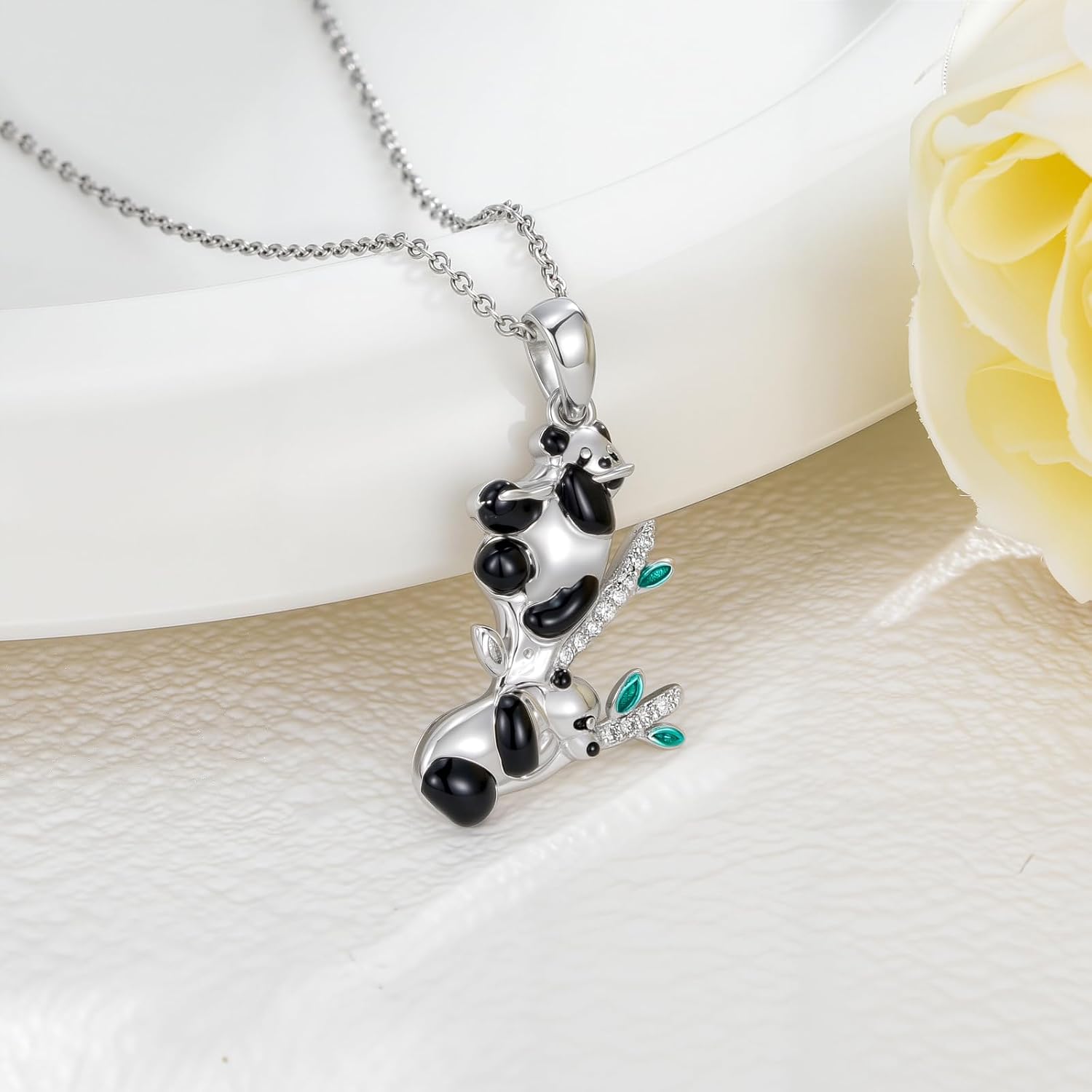 Diamond Panda Necklace for Women 925 Sterling Silver Cute Animal Pendant with Lab Grown Diamonds Meaningful Jewelry Gifts for Birthday - Image 2