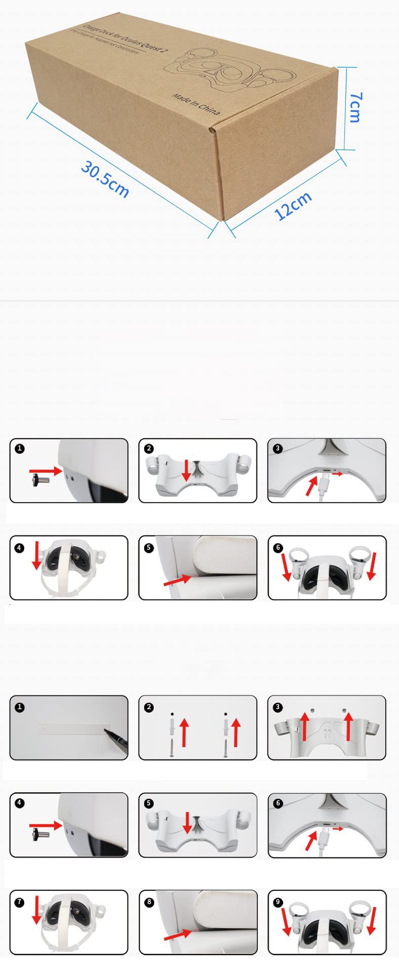 para Oculus Quest 2 VR estación de Carga Multifuncional estación de Carga de Pared Base de refrigeración, estación de Carga Dual para Soporte Oculus Quest 2 VR (Blanco, Oculus Quest 2) ZY-36
