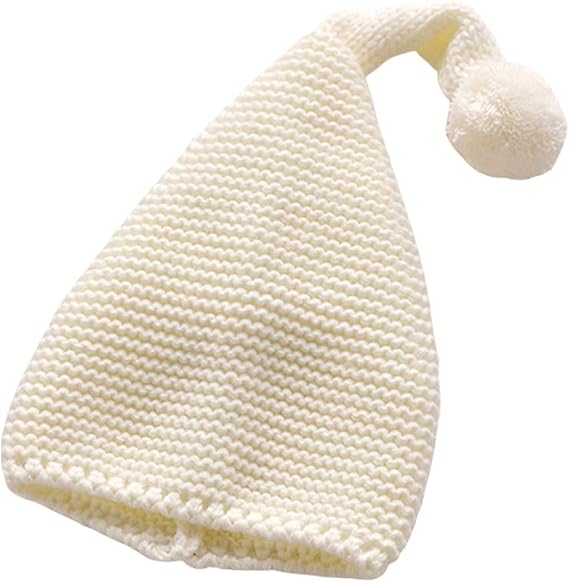FRECOCCIALO Baby,Clothing,Baby Boys 0-24m,Accessories,Hats & Caps Baby Slouchy Santa Hat Beanie Cap Knitted Hat Casual Solid Color Winter Knit Christmas Elf Hat with Pom Pom for Boys and Girls