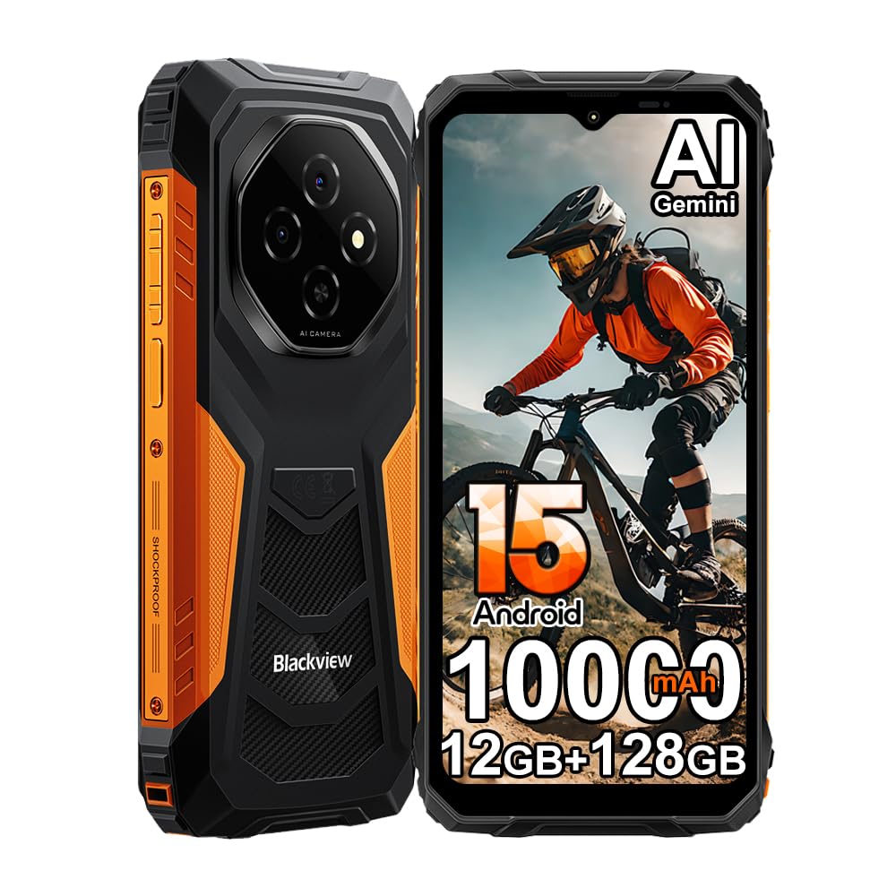 Blackview Fort 1 Rugged Smartphone Android 15, 12GB+128GB/2TB 10000mAh Telefono Indistruttibile, Fotocamera 16MP, 6.56" HD+ 90Hz Cellulari Resistente IP68,5G WIFI/NFC/OTG/GPS/FM/Gemini AI, Arancia