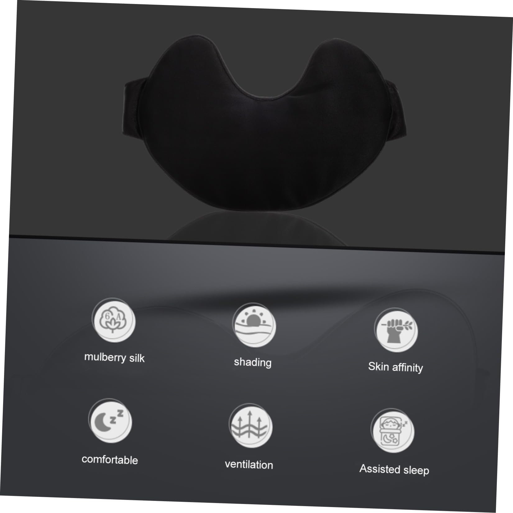 Masque de Sommeil Confortable et Doux Noir en Soie et Coton Protège les Yeux sans Plisser la Peau pour Longs Voyages et Hôtels