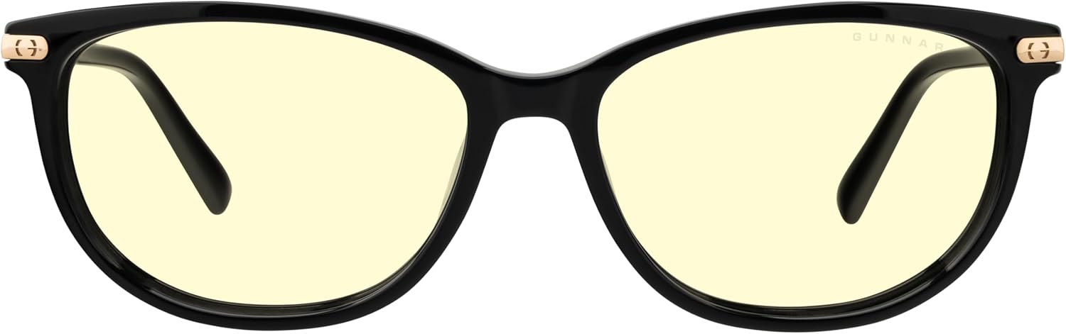 GUNNAR Womens Computer Glasses - Ingrid Onyx Amber Lens - Blue Light Blocking Anti Glare