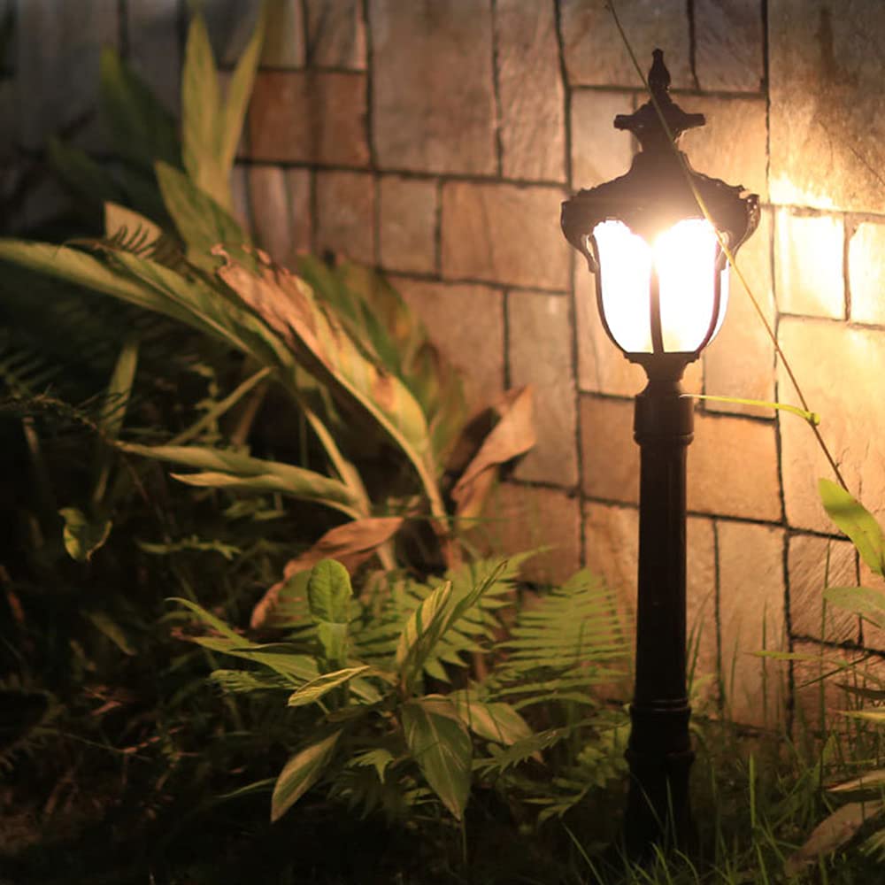 Mengjay Lampione da Giardino in Stile Vintage con Palo, in Alluminio Pressofuso con Vetro Smerigliato, Lampada da Terra E27 da Esterno Impermeabile IP23 (A)